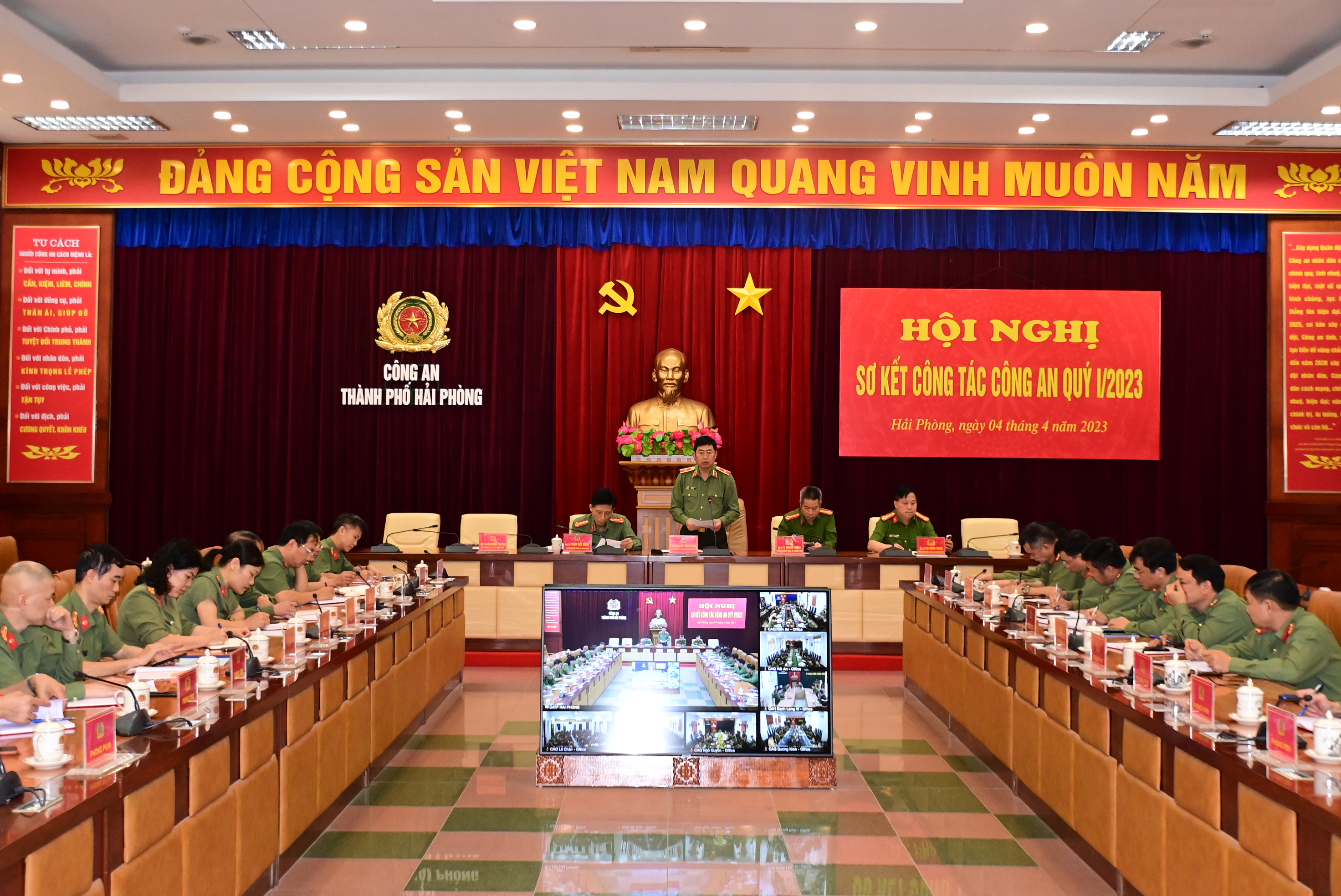 Công an thành phố tổ chức  sơ kết công tác Công an quý 1 năm 2023